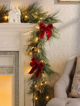 Laura Ashley Green Pre Lit Garland with Bells 250cm